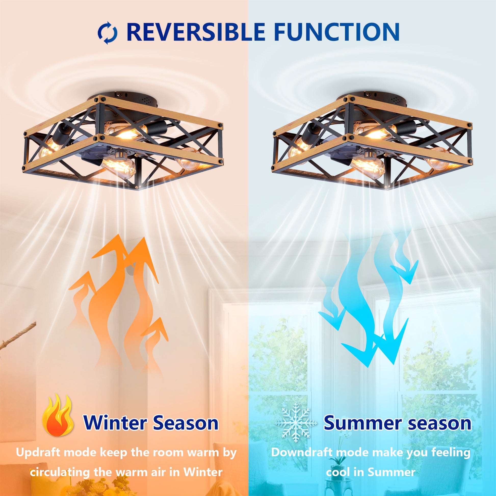 22.6" Bronze Flush Mount Ceiling Fan with Remote - view 10