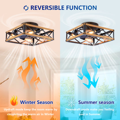 22.6" Bronze Flush Mount Ceiling Fan with Remote - view 10
