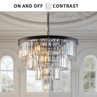 24" 4-Tier Black Crystal Chandelier - view 7
