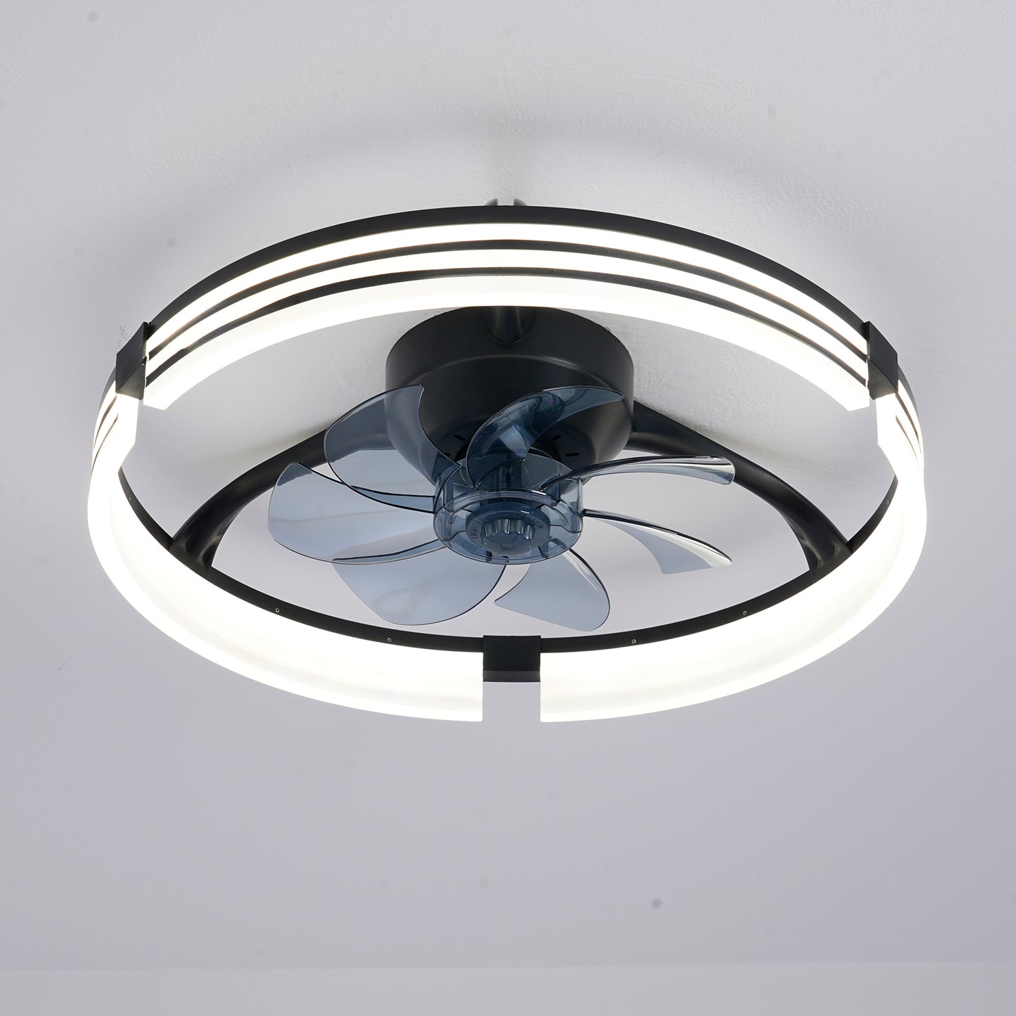 20" Matte Black Flush Mount Ceiling Fan with Dimmable LED - view 21