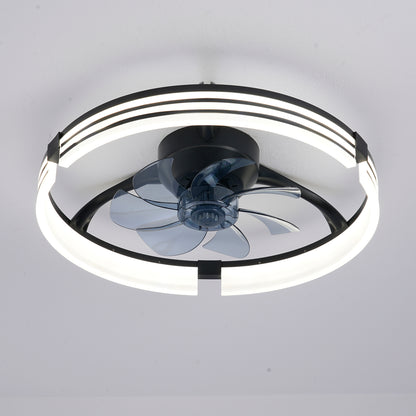 20" Matte Black Flush Mount Ceiling Fan with Dimmable LED - view 21
