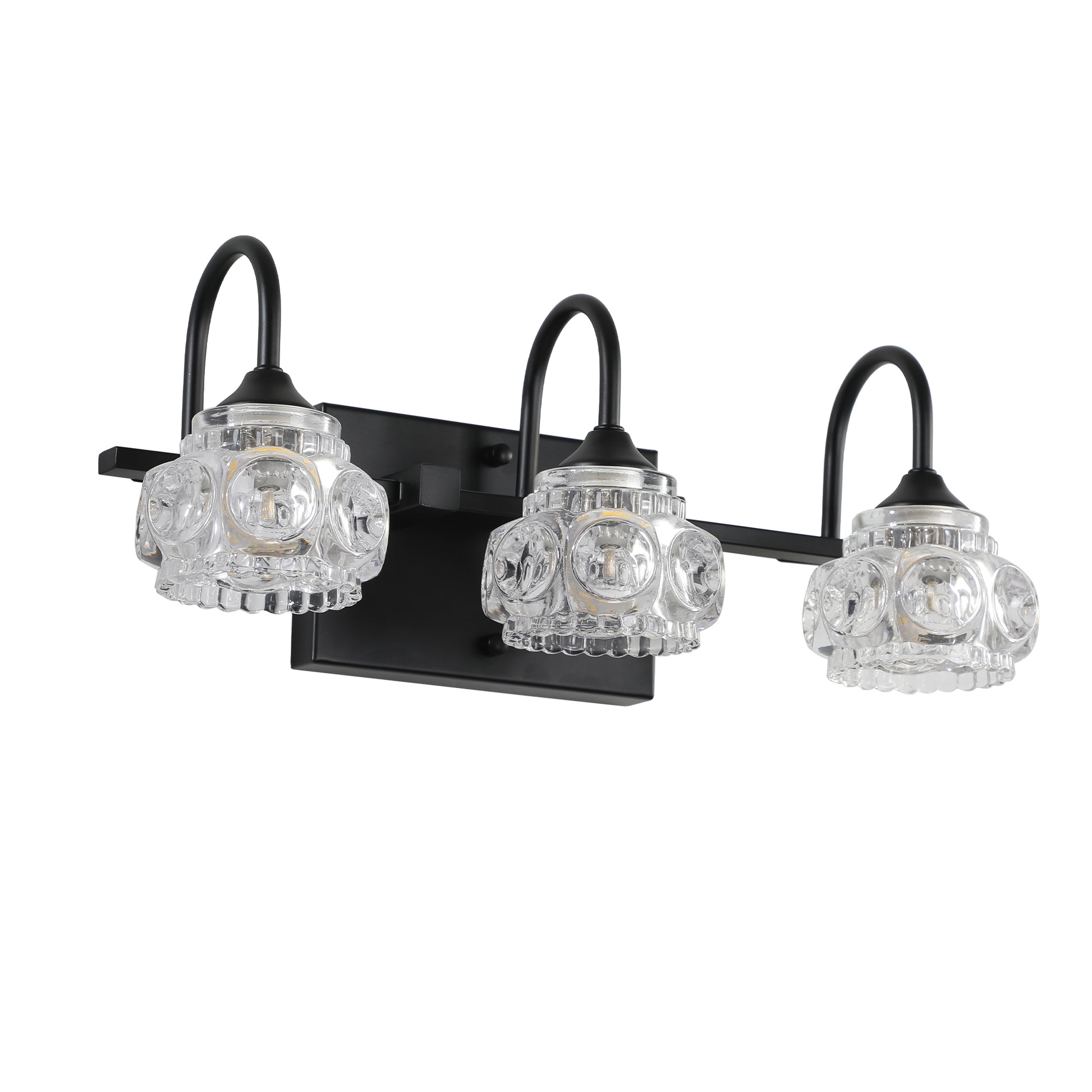 17" 3-Light Black Vanity Light with Crystal Glass - view 8
