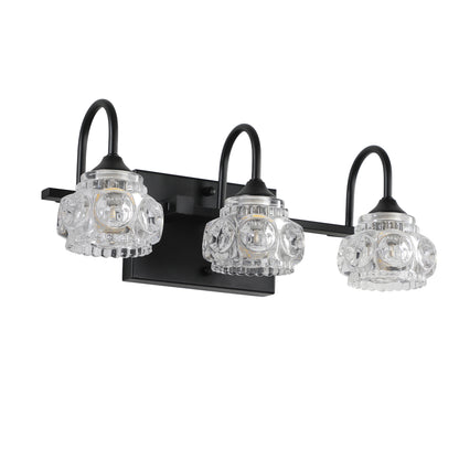 17" 3-Light Black Vanity Light with Crystal Glass - view 8