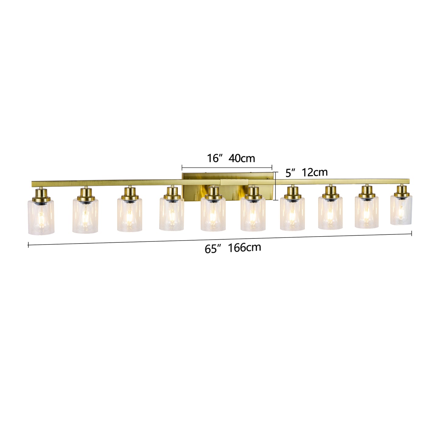 52" 10-Light Gold Bathroom Vanity Light - view 9