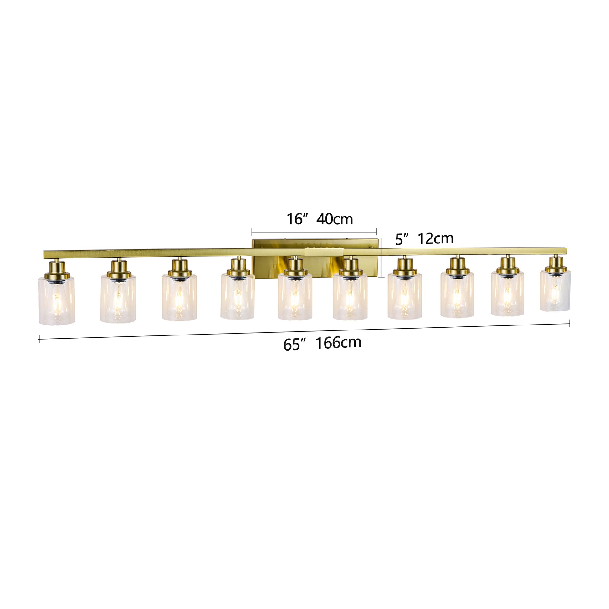 52" 10-Light Gold Bathroom Vanity Light - view 9