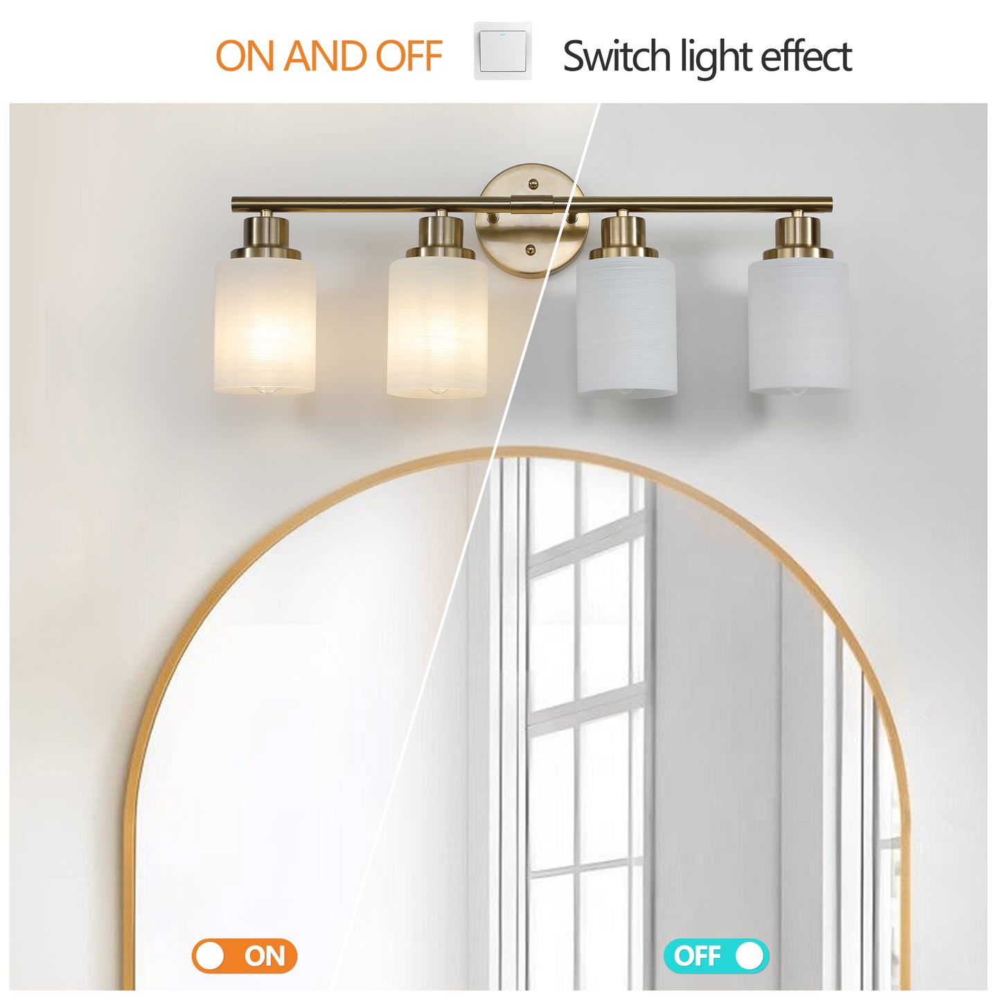 24" 4-Light Gold Vanity Light with Frosted Glass - view 8