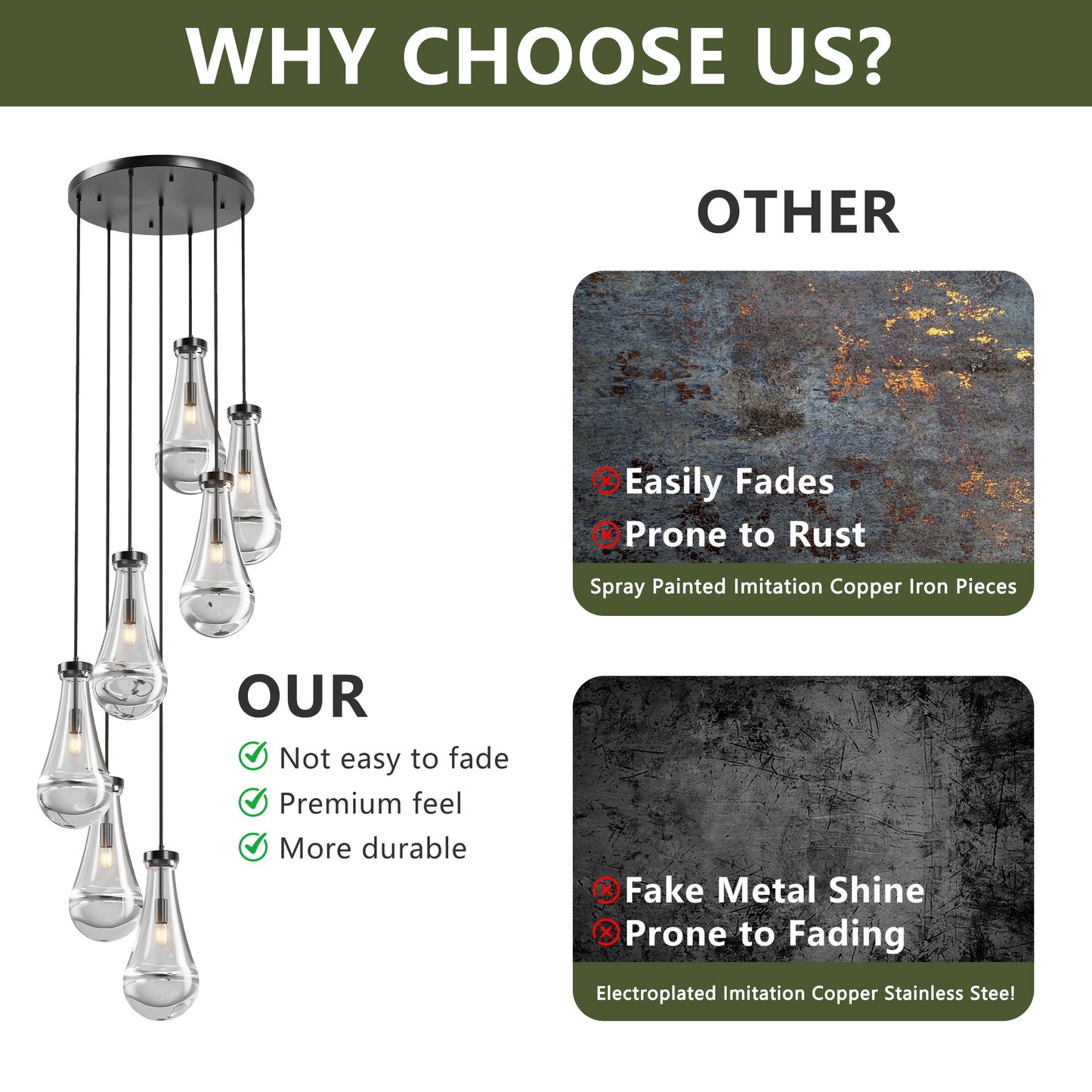 7-Light Black Adjustable Pendant Chandelier - view 9