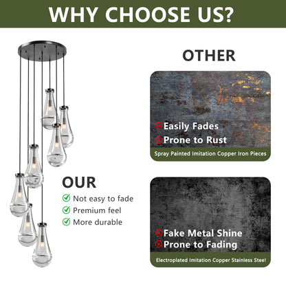 7-Light Black Adjustable Pendant Chandelier - view 9