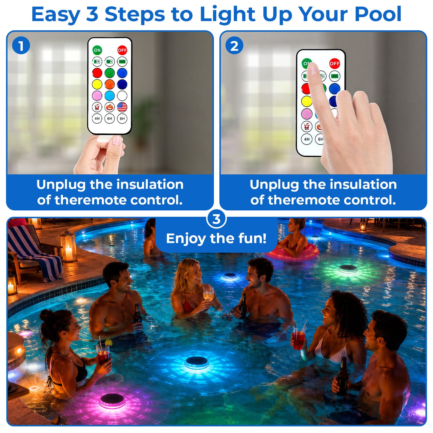 Solar Floating Pool Light with Remote, Set of 2 - view 7