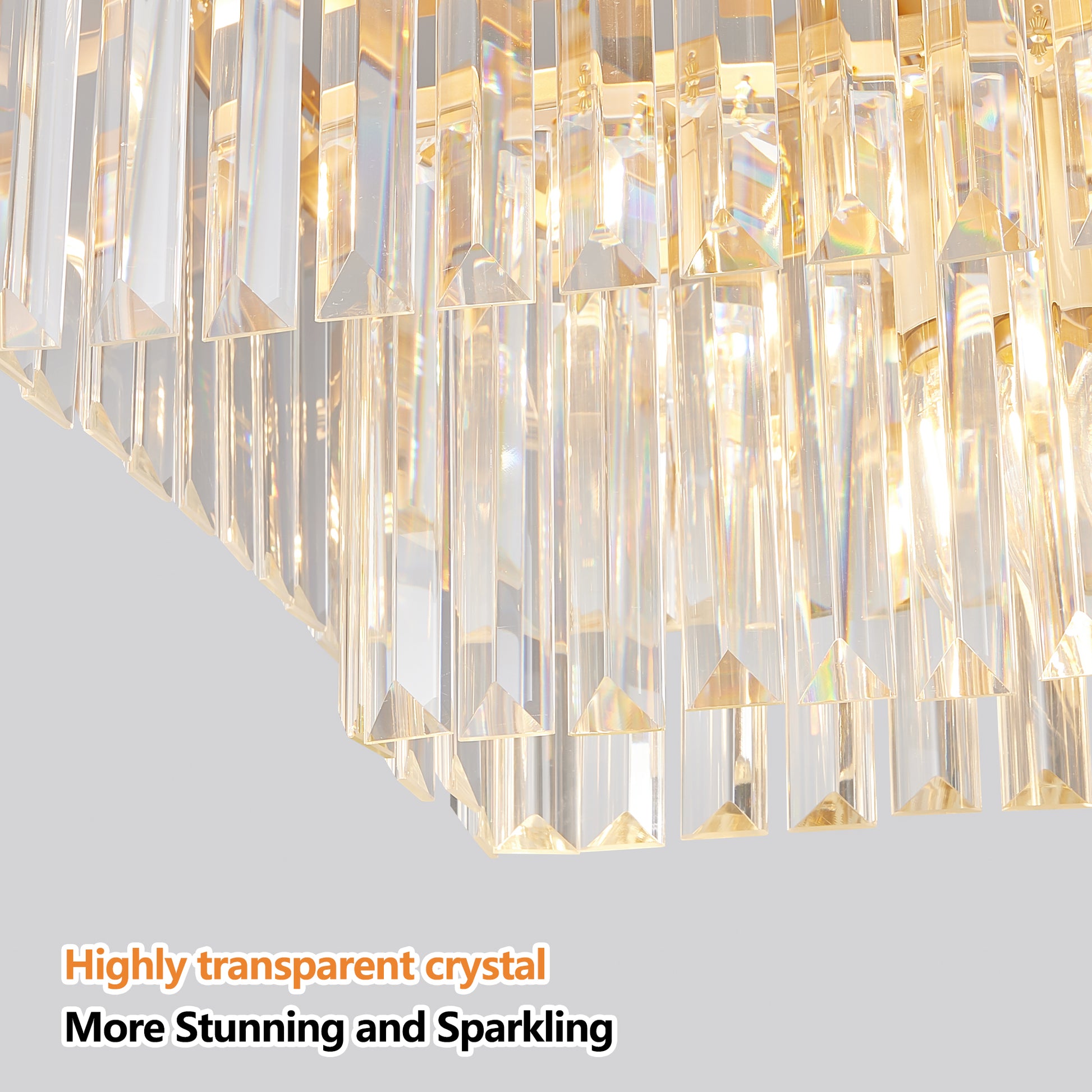 Gold Rectangular Crystal Farmhouse Chandelier - view 6