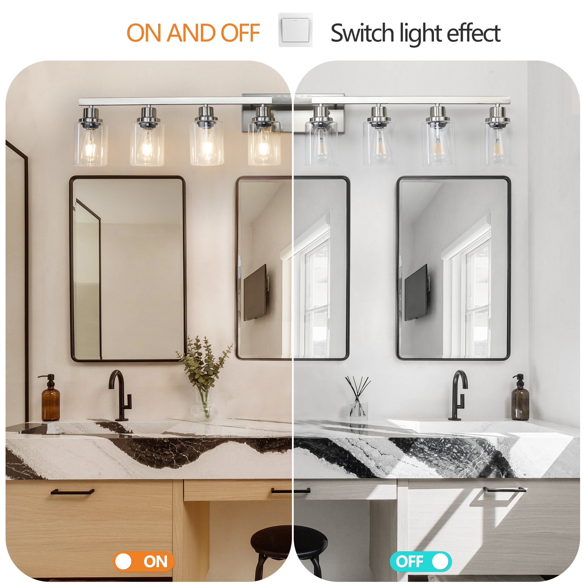 51" 8-Light Brushed Nickel Vanity Light with Clear Glass - view 9