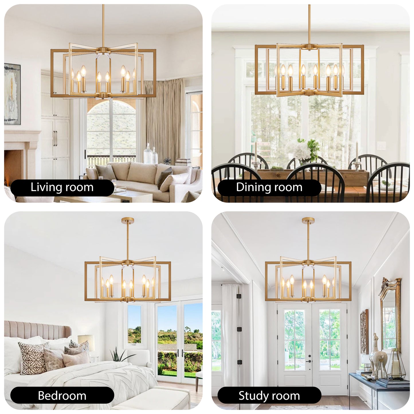 27" 8-Light Gold Geometric Chandelier - view 7