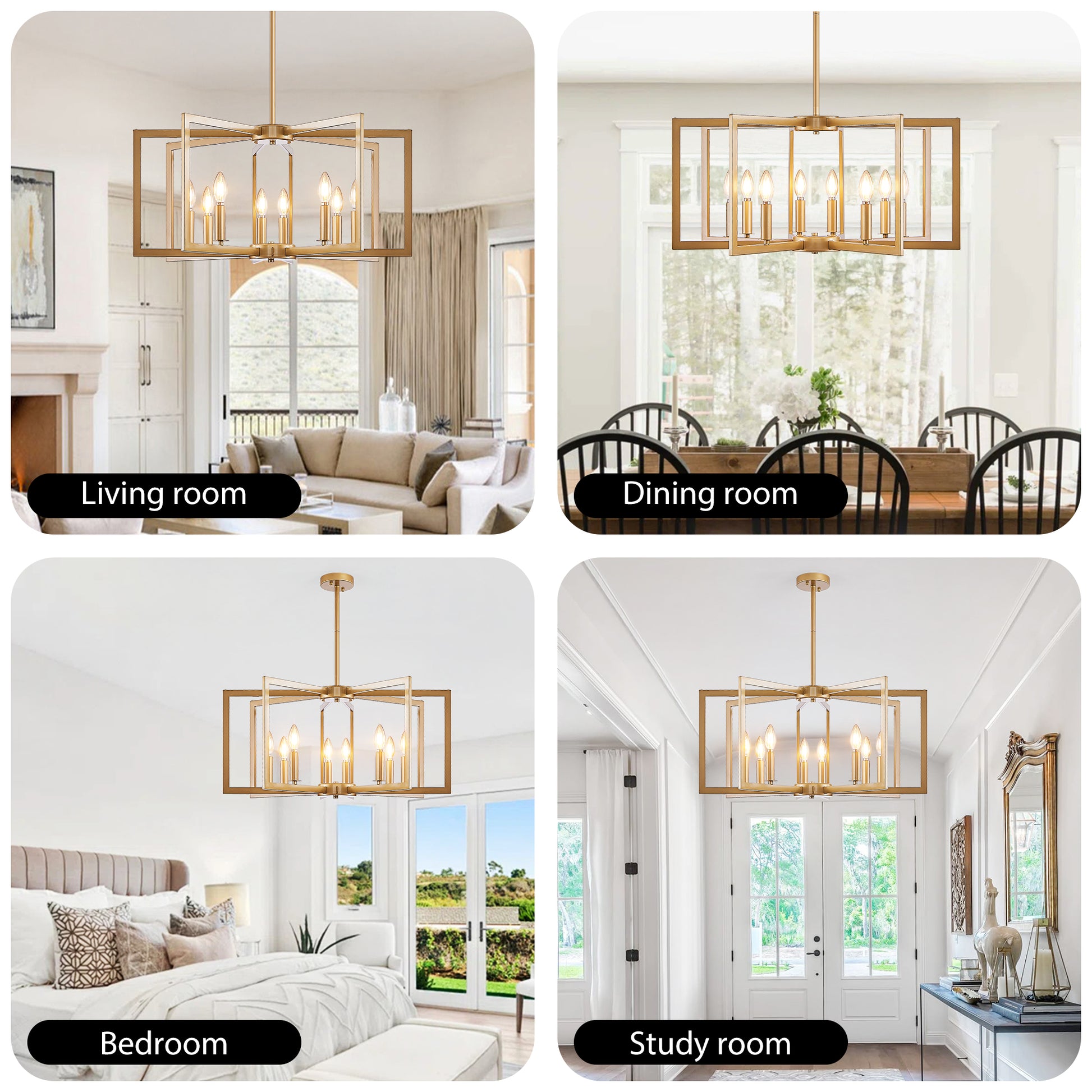 27" 8-Light Gold Geometric Chandelier - view 7