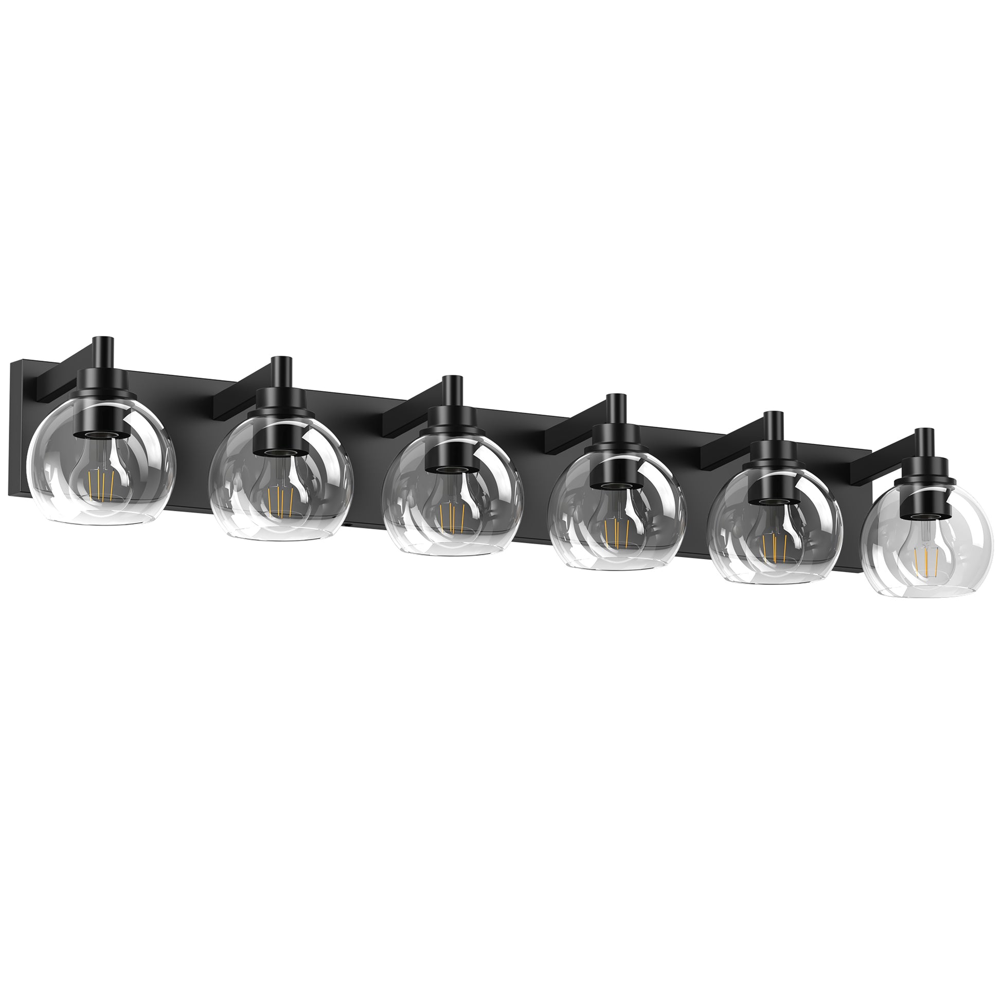 6-Light Black Farmhouse Vanity Light with Glass Shade - view 9
