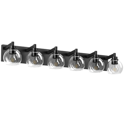 6-Light Black Farmhouse Vanity Light with Glass Shade - view 9