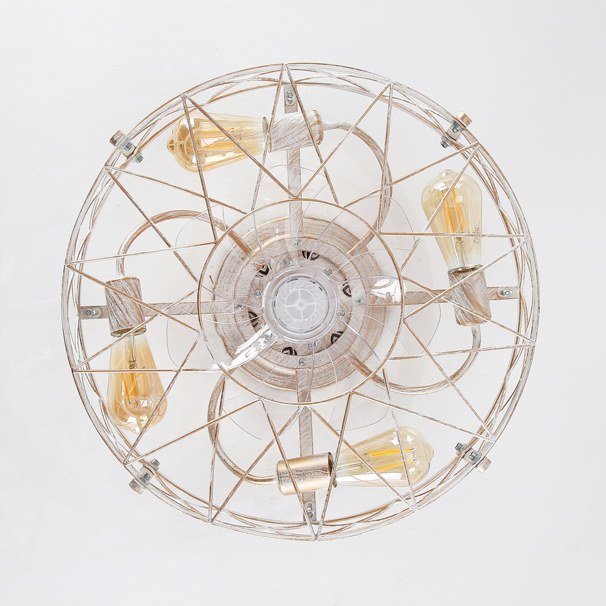 20" Matte White Caged Ceiling Fan with Remote - view 15