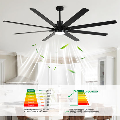 84" Matte Black Plywood Ceiling Fan with Dimmable LED - view 16