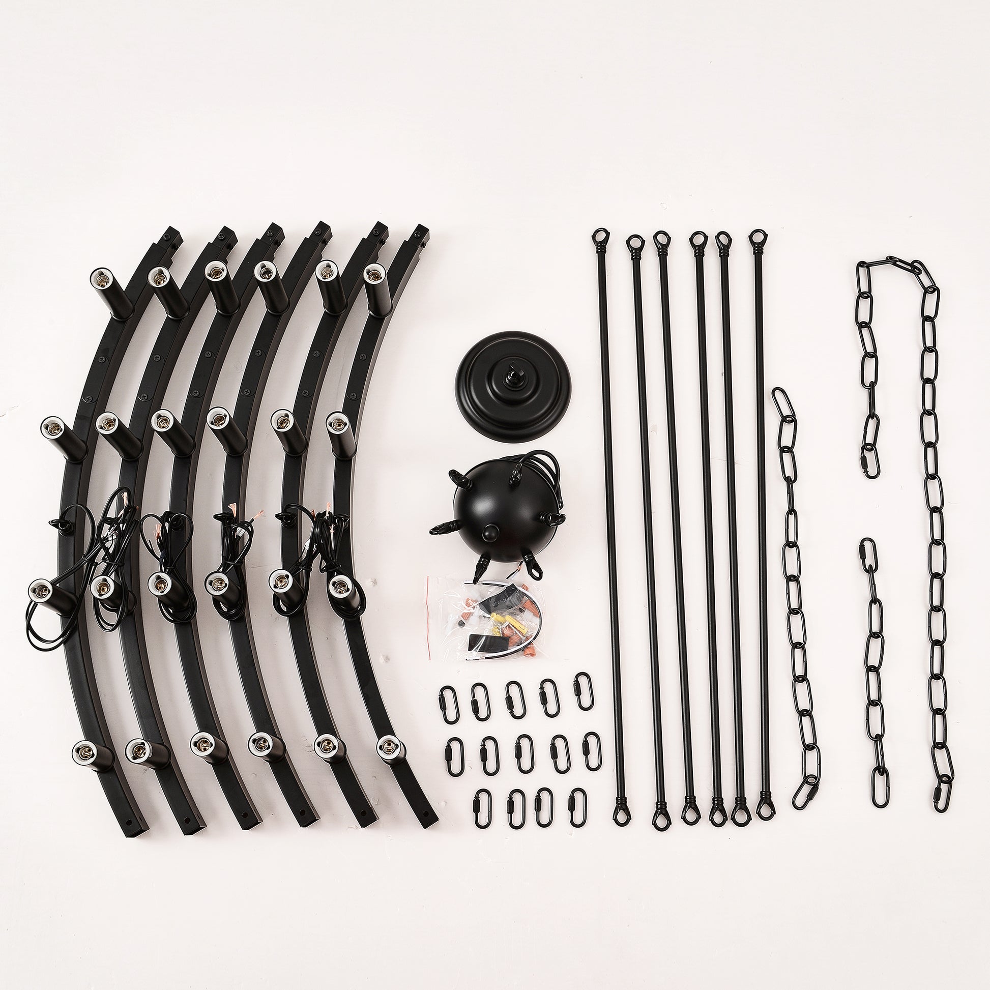 53" Matte Black Wagon Wheel Chandelier, 24-Light - view 9