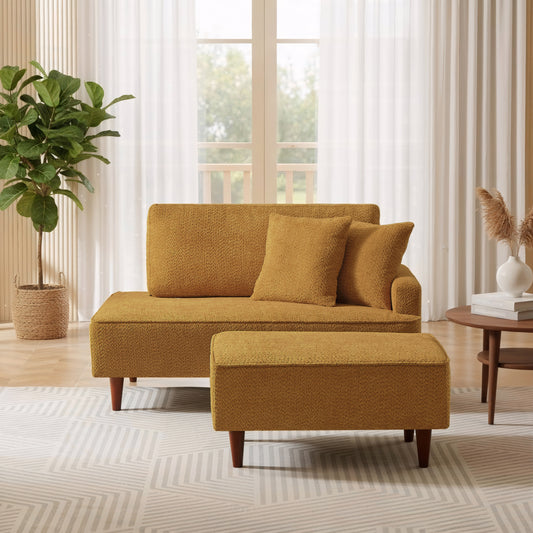 Orange Chaise With Ottoman