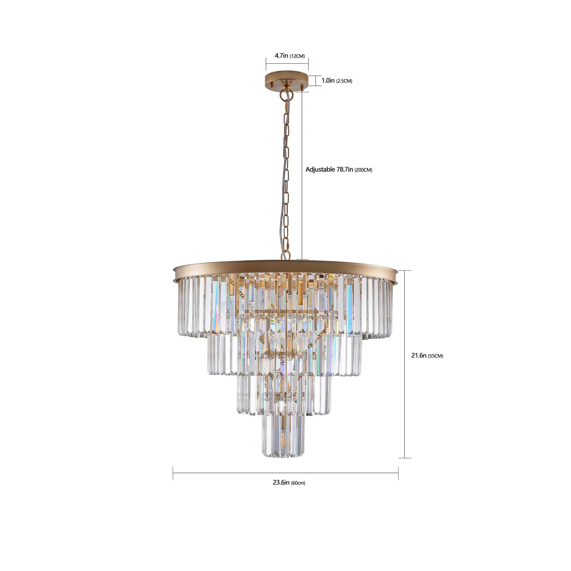 24" Modern Gold 4-Tier Crystal Chandelier - view 10