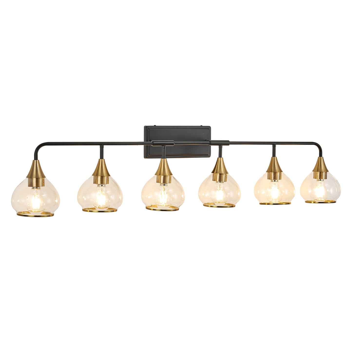 48" 6-Light Black & Gold Industrial Vanity Light - view 9