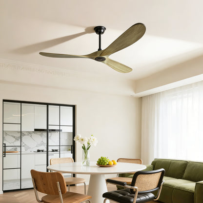 72" Ash Brown Solid Wood Ceiling Fan with Remote - view 3