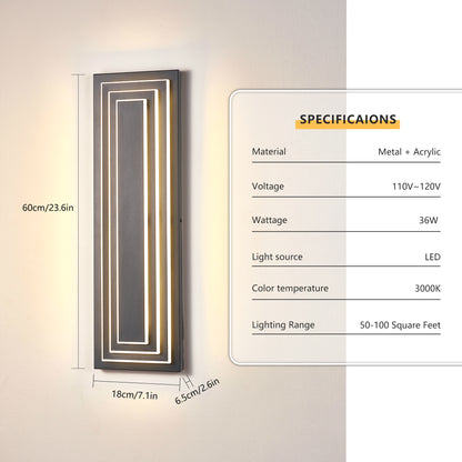 23.6" Black LED Outdoor Wall Light, Set of 2 - view 8