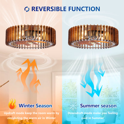 20" Wood Flush Mount Ceiling Fan with Remote - view 11