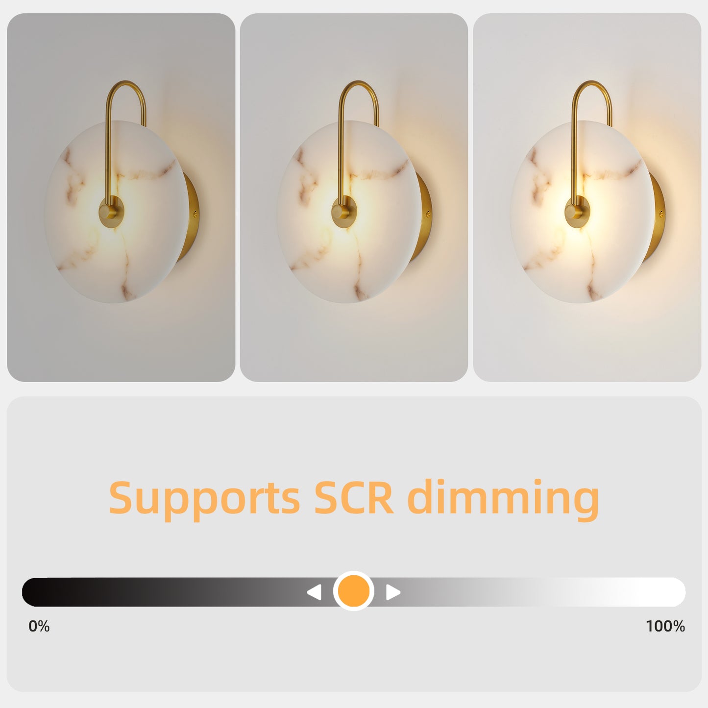 9.8" Gold Round Alabaster LED Wall Sconce - view 6