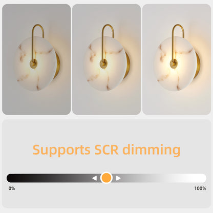 9.8" Gold Round Alabaster LED Wall Sconce - view 6