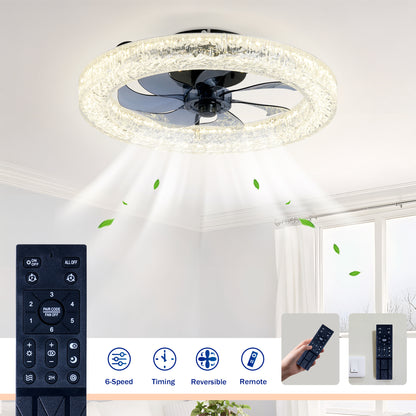 Matte Black Acrylic Ice Brick Ceiling Fan with Dimmable LED - view 7