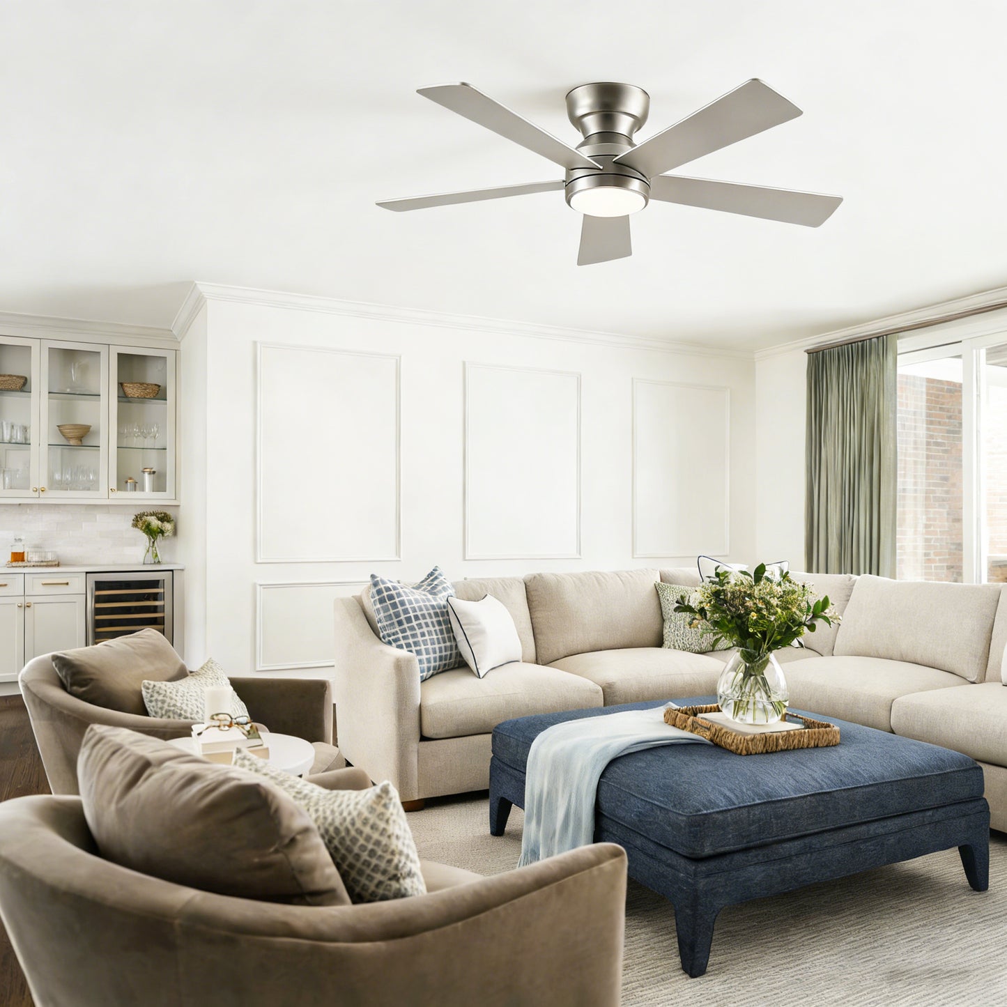 46" Silver 5-Blade Ceiling Fan with LED Light & Remote - view 6