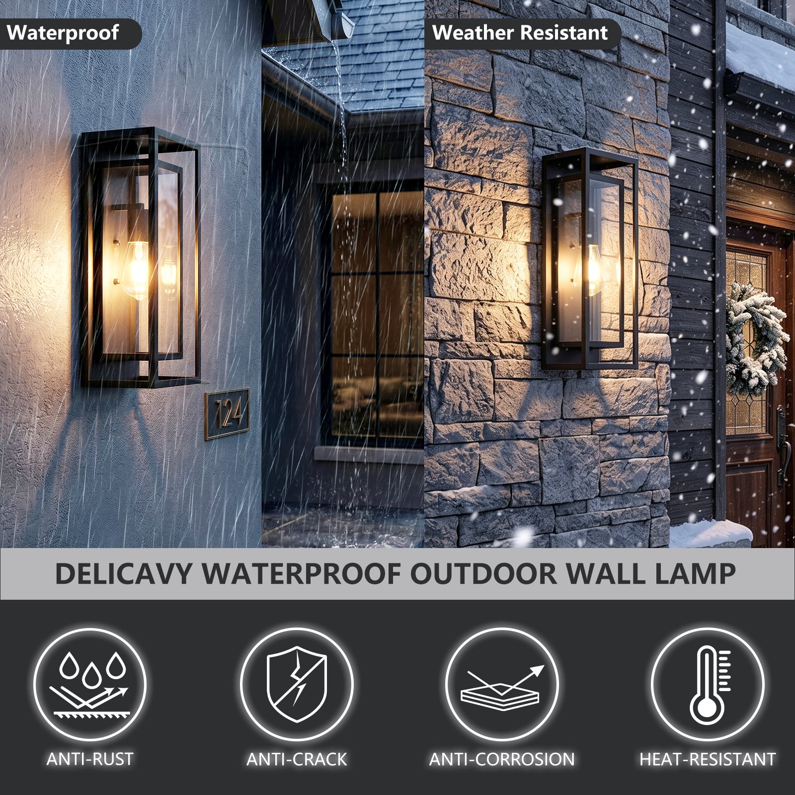 18" Black Outdoor Wall Lantern with Clear Glass, Set of 2 - view 4