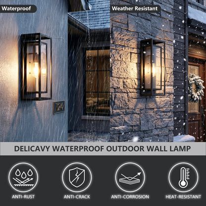 18" Black Outdoor Wall Lantern with Clear Glass, Set of 2 - view 4