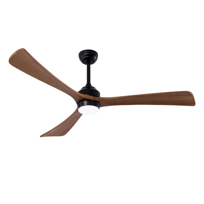 62" Matte Black 3-Blade Solid Wood Ceiling Fan with Remote