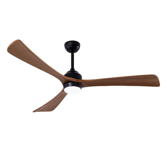 62" Matte Black 3-Blade Solid Wood Ceiling Fan with Remote