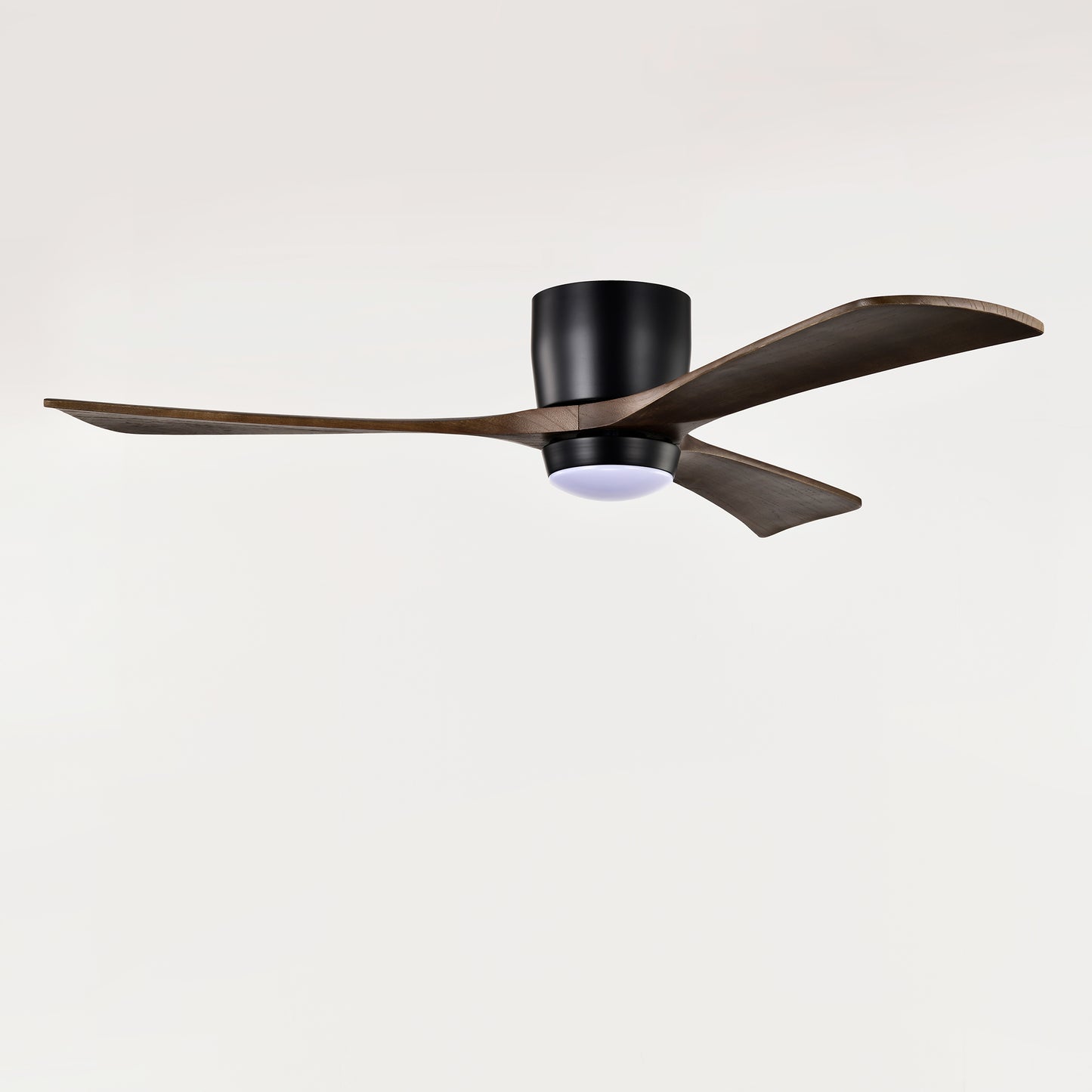 52" Matte Black Flush Mount Wood Ceiling Fan with Remote - view 16