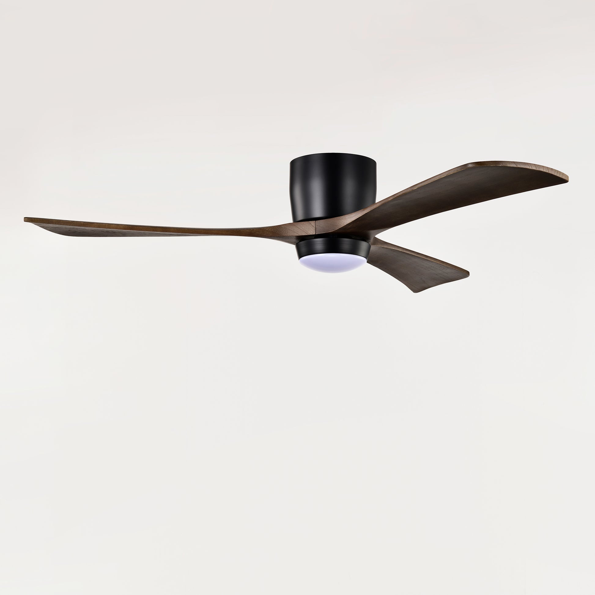 52" Matte Black Flush Mount Wood Ceiling Fan with Remote - view 16