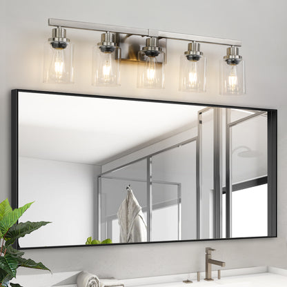31" 5-Light Brushed Nickel Vanity Light with Clear Glass - view 2