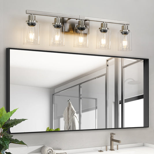 31" 5-Light Brushed Nickel Vanity Light with Clear Glass - view 2