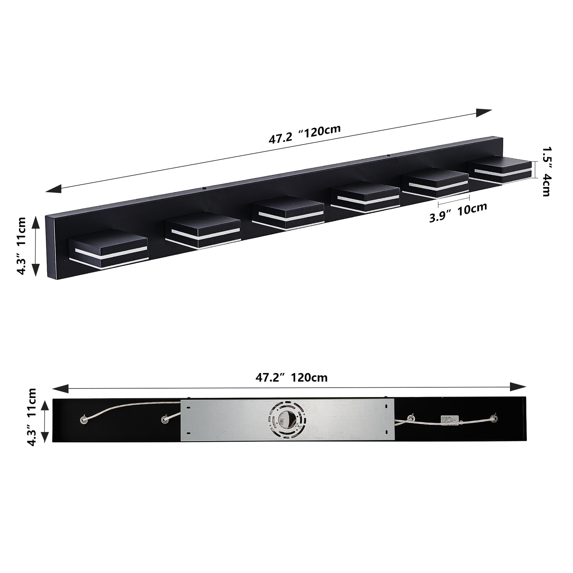 6-Light Black Minimalist LED Vanity Light - view 9