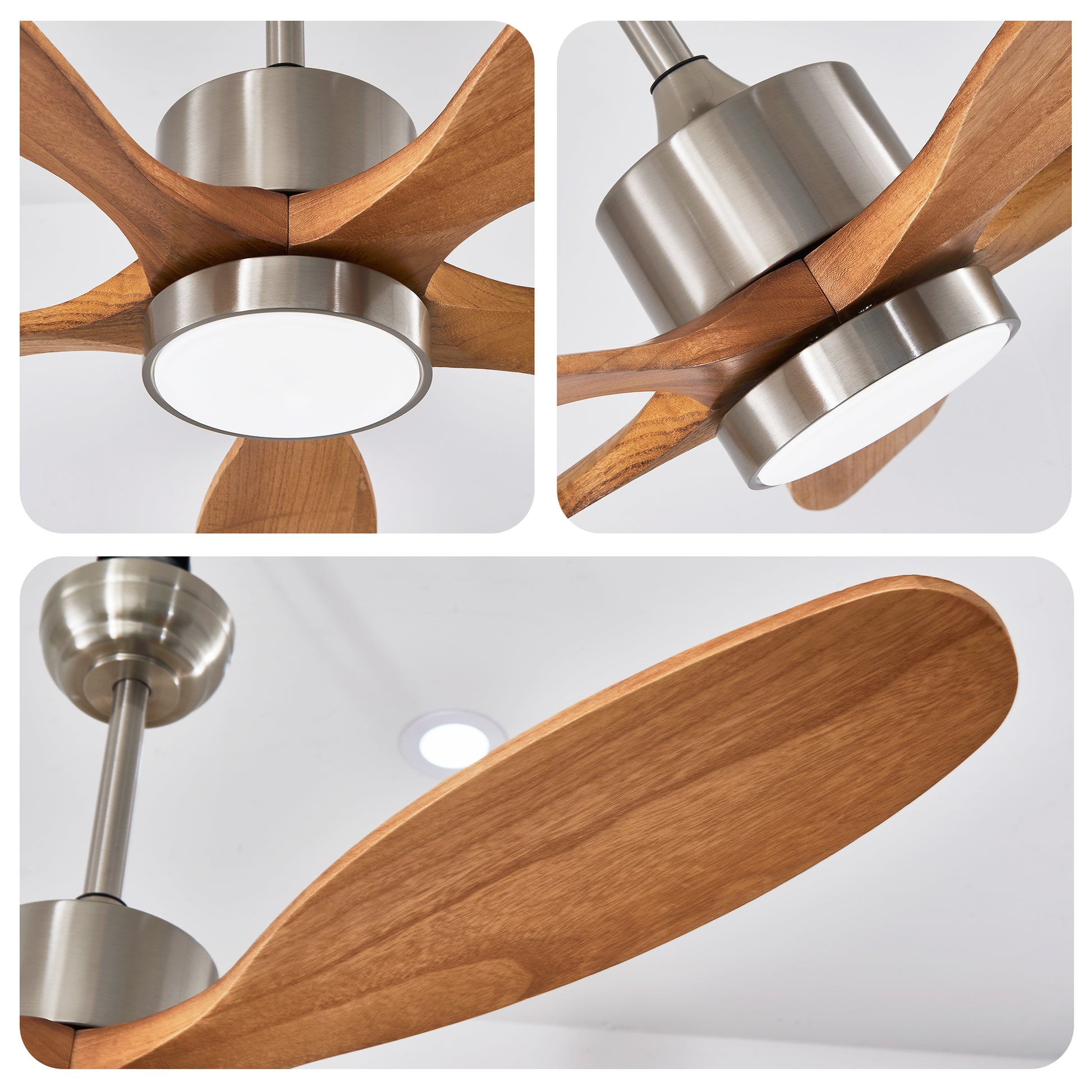 52" Nickel Reversible Ceiling Fan with Light - view 15