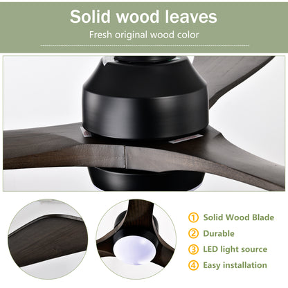 52" Matte Black Solid Wood Ceiling Fan with Remote - view 11