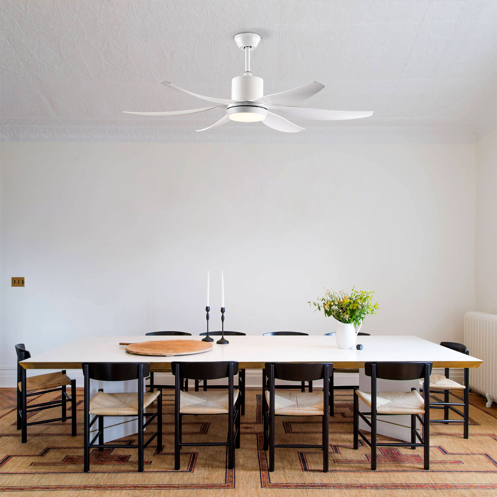 56" White 6-Blade Ceiling Fan with Remote - view 5