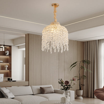 16" 5-Light Gold Waterfall Crystal Chandelier