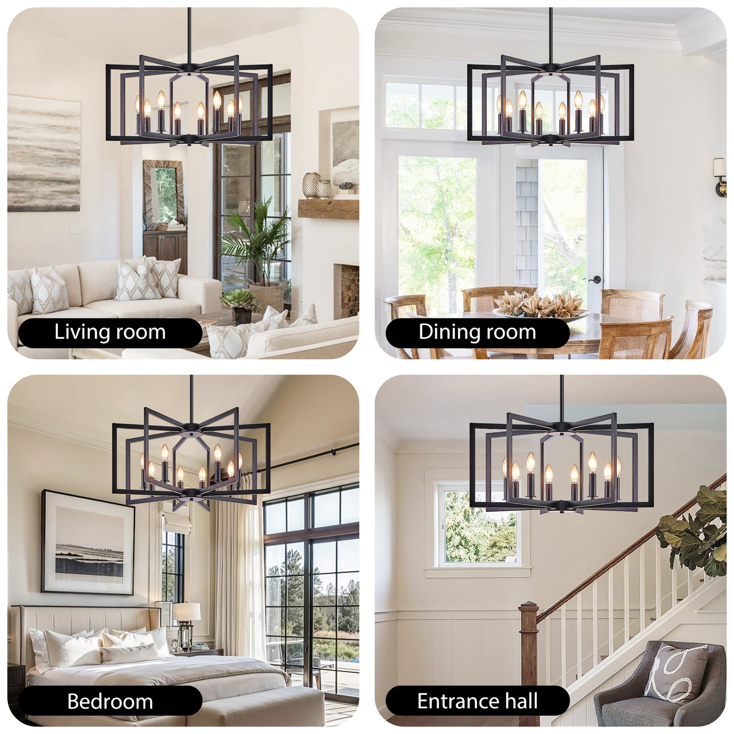 27" 8-Light Black Geometric Chandelier - view 6