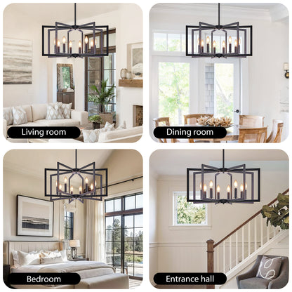 27" 8-Light Black Geometric Chandelier - view 6