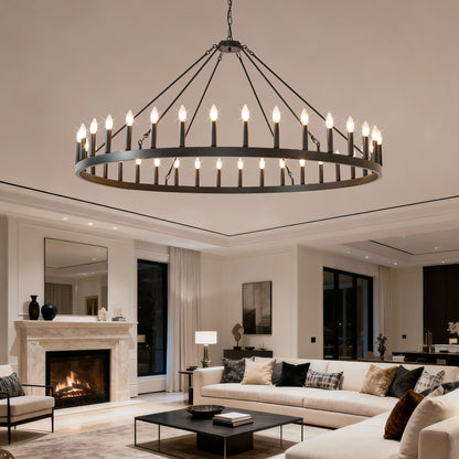 59" Wagon Wheel Farmhouse Chandelier, 36-Light - view 8