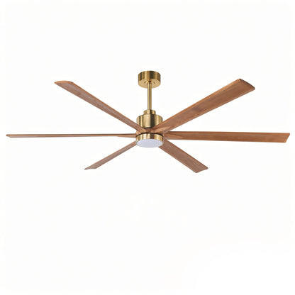 70" Gold & Walnut Solid Wood Ceiling Fan with Light - view 20