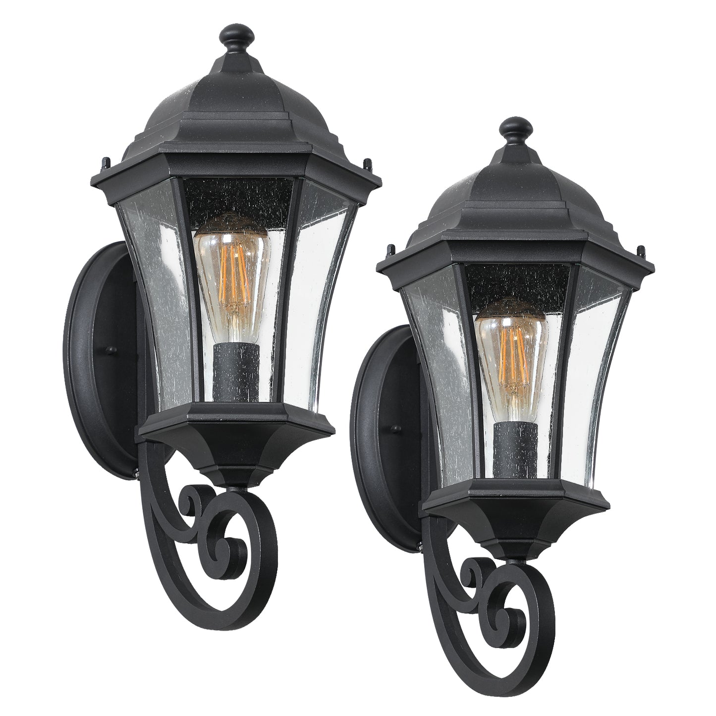Vintage Black Outdoor Wall Lantern, Set of 2 - view 13